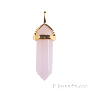 Collier pendentif en cristal Rose Hexagone plaqué or pour pendentif de bijoux de fille